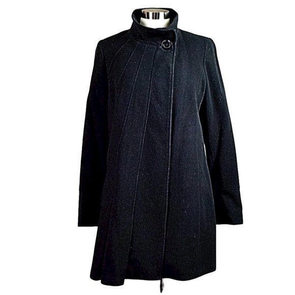 Kristen Blake Black Virgin Wool/Cashmere Blend Pleated Swing Coat - Picture 11 of 11